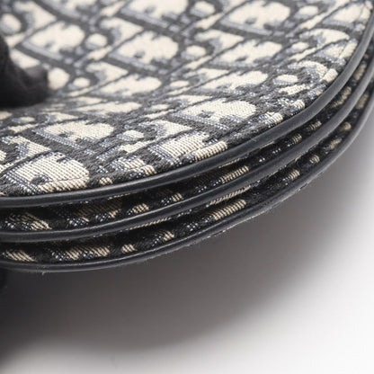 Christian Dior Dior Saddle Bag Oblique Shoulder Canvas Leather