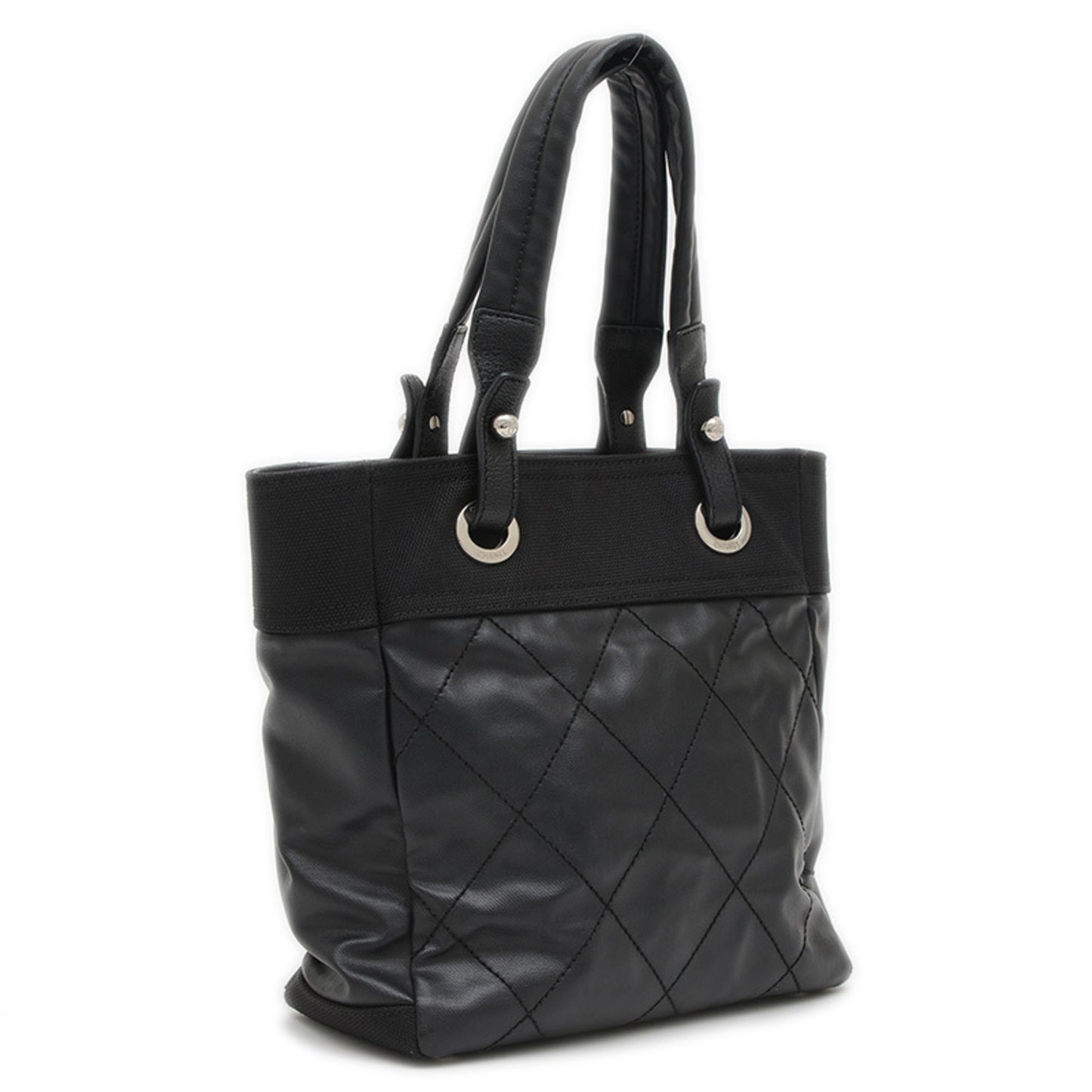Chanel Paris Biarritz Tote Pm Bag Black Silver Hardware A34208