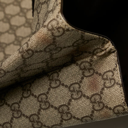 Gucci Gg Supreme Tote Bag Handbag 131219 Beige Brown Leather