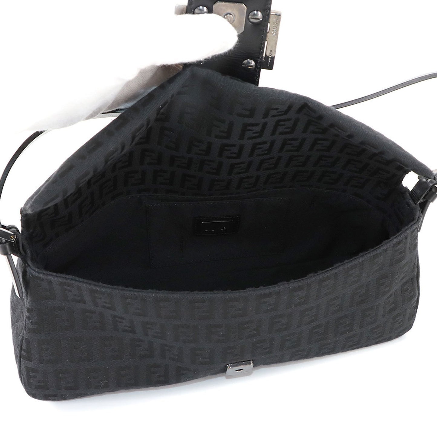 Fendi Zucchino Mamma Bucket Shoulder Bag In Black Canvas