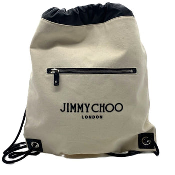 Jimmy Choo Canvas Backpack Knapsack White X Black