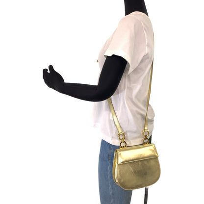 Salvatore Ferragamo Vintage Gancini Gold Hardware Leather Metallic P213151 Shoulder Bag Crossbody
