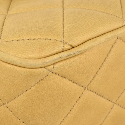Chanel Shoulder Bag Lambskin Beige Diana Flap Coco Mark