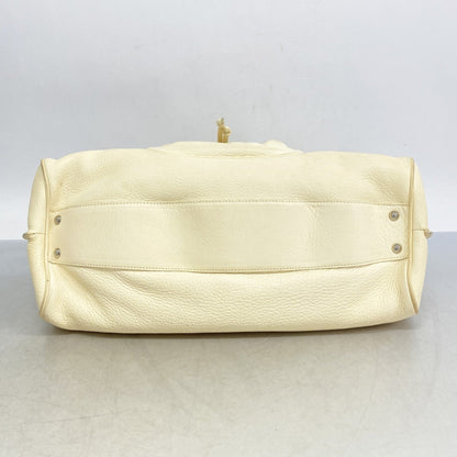 Salvatore Ferragamo Gancini Leather Handbag In Ivory