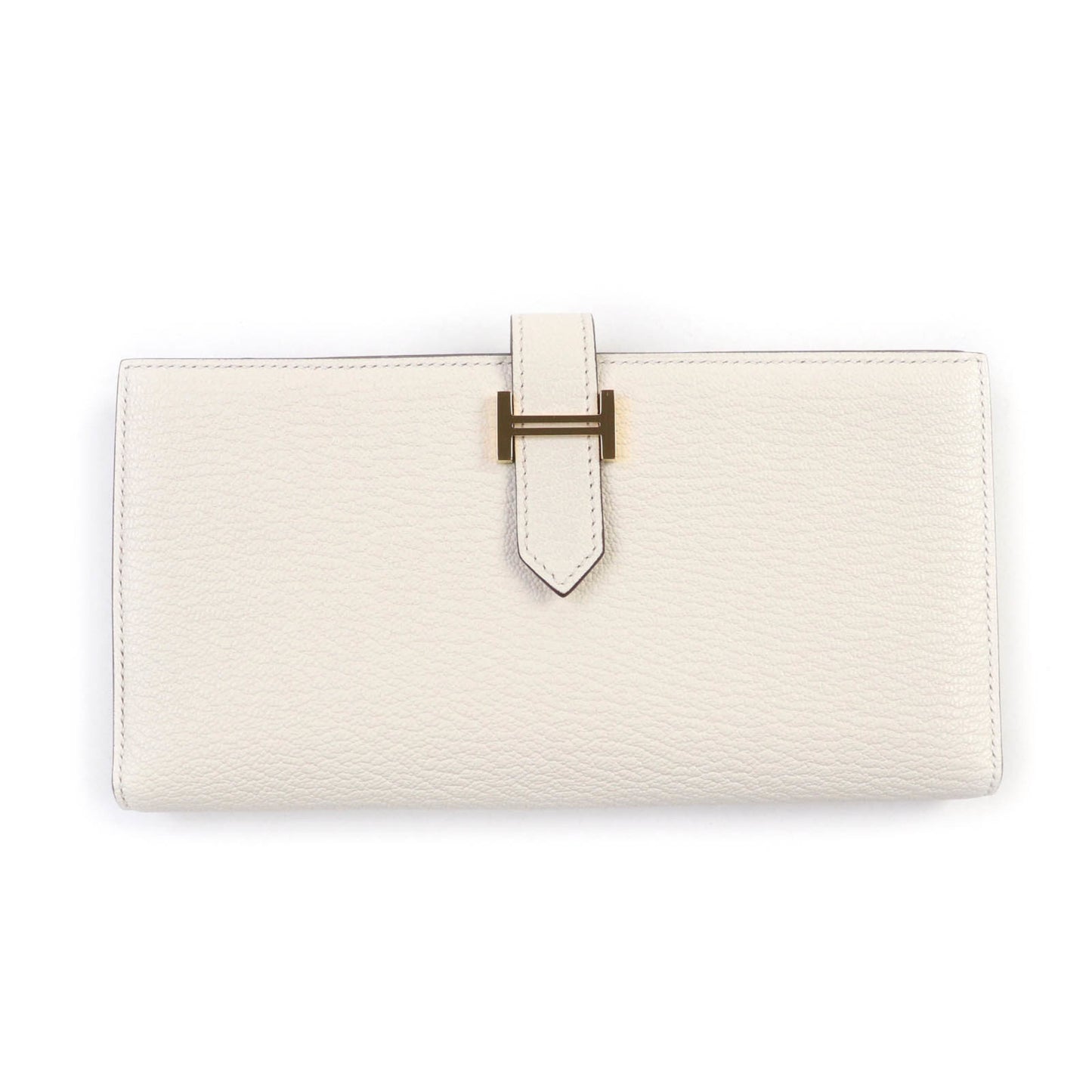 Hermes Bearn Soufflet Nata Chevre Long Wallet With Gold Hardware