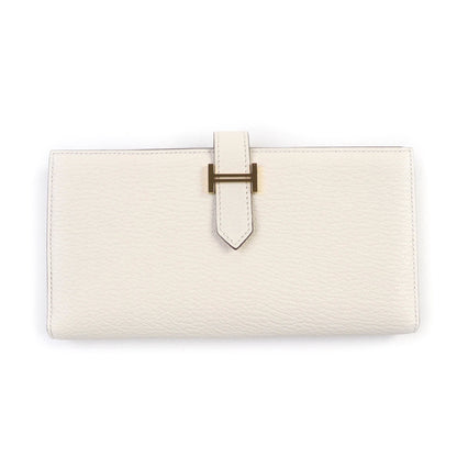 Hermes Bearn Soufflet Nata Chevre Long Wallet With Gold Hardware