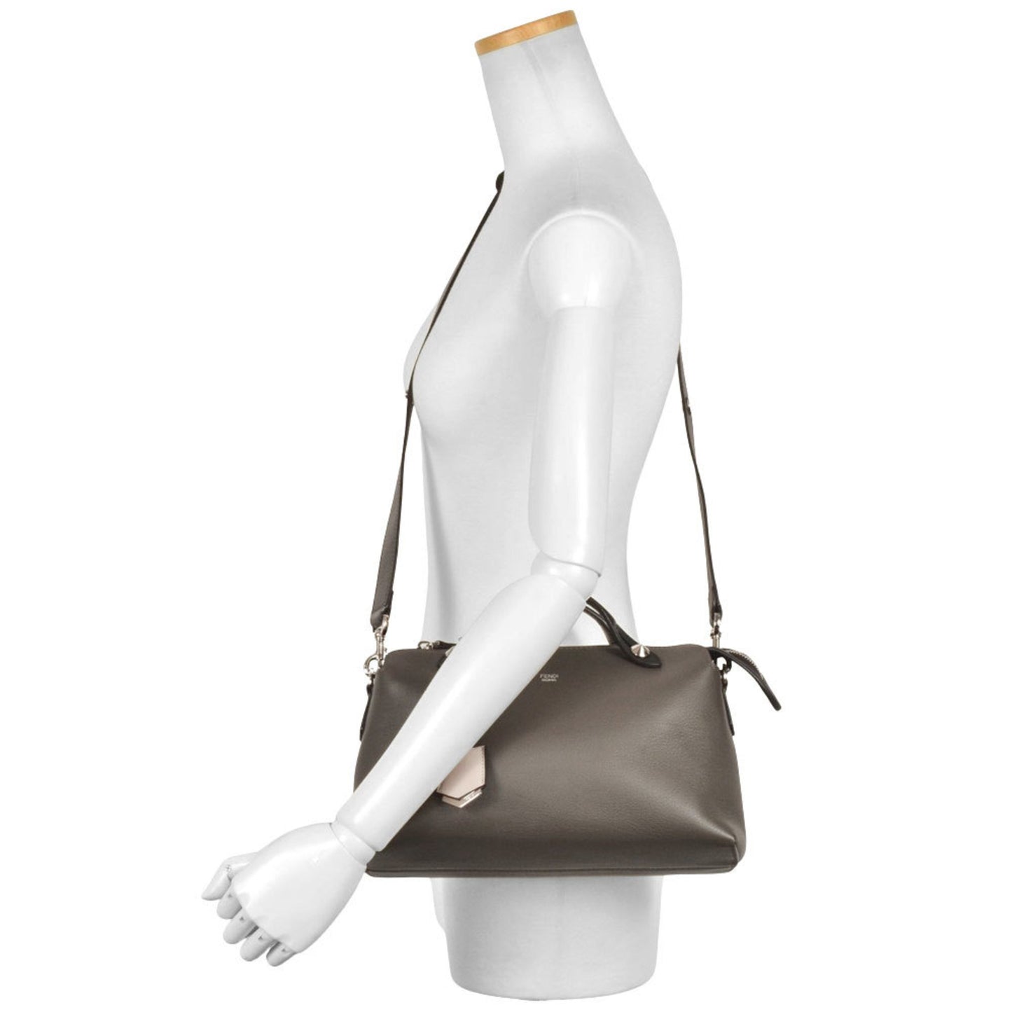 Fendi By The Way Medium Handbag Leather 8Bl124 Gray Shoulder Strap