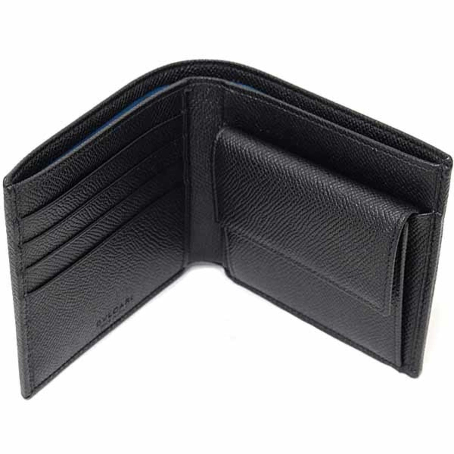Bvlgari Man Bifold Wallet Grained Leather 30396 Black Blue