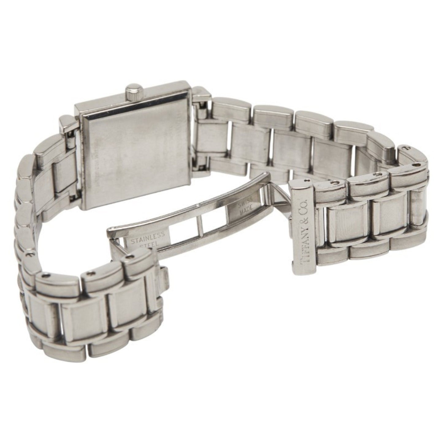 Tiffany & Co. Atlas Quartz Watch With Black Dial And Stainless Steel