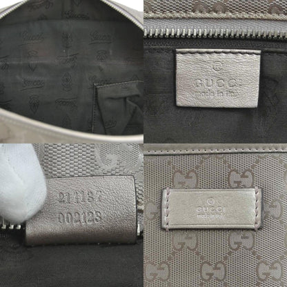 Gucci Handbag Gg Imprime Leather Metallic Brown