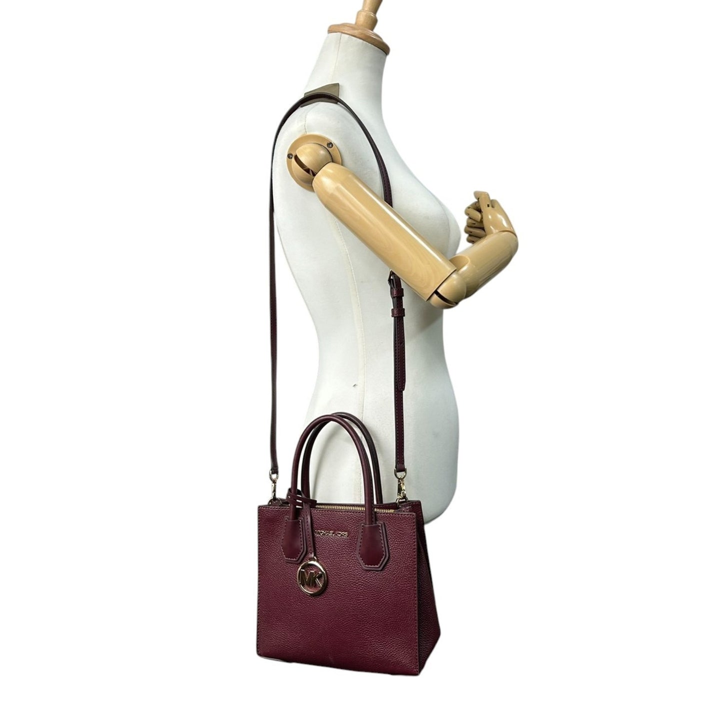 Michael Kors 2-Way Handbag/Shoulder Bag In Bordeaux Leather