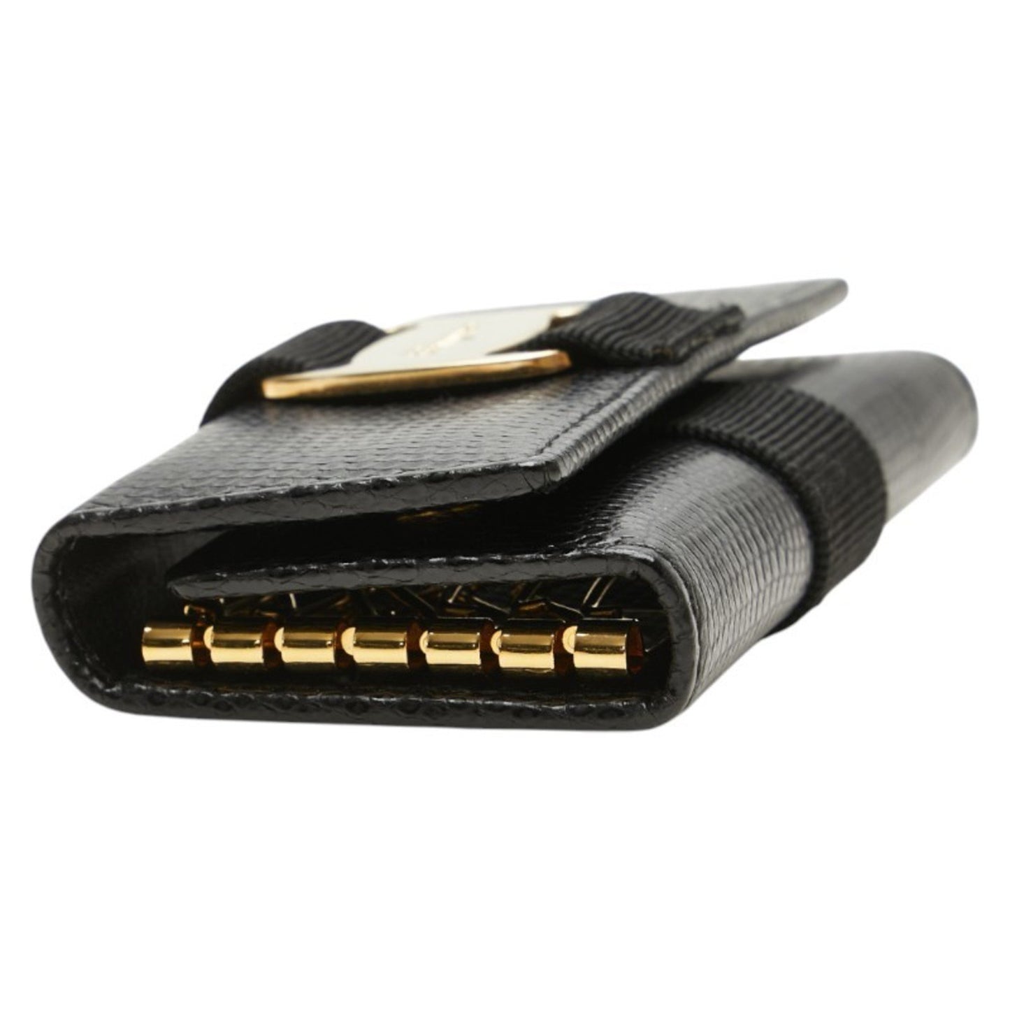 Salvatore Ferragamo Vara 6-Ring Key Case In Black Leather