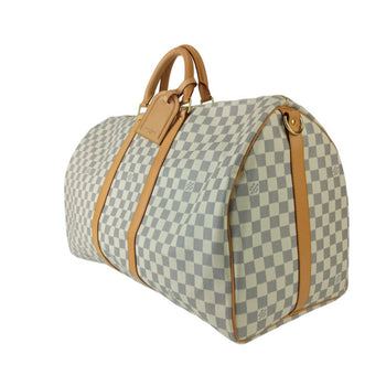 Louis Vuitton Louis Vuitton Damier Azur Keepall Bandouliere Boston Bag 55 N41429 White Leather