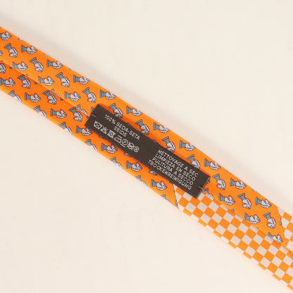 Hermes Chessman Knight Monogram Silk Tie 6305 Pa Orange Blue