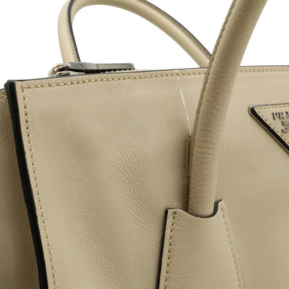 Prada Prada Triangle Handbag Tote Bag Shoulder Leather Light Beige Bn2619