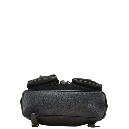 Gucci Bamboo Backpack 003 58 Black Suede Leather