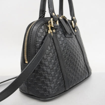 Gucci Micro Guccissima Handbag 449654 Leather Black Champagne