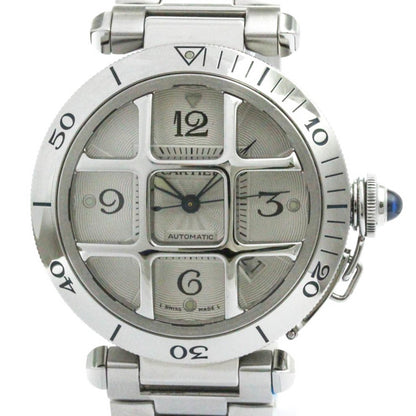 Polished Cartier Pasha 38 Grid Steel Automatic