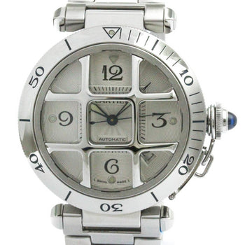Polished Cartier Pasha 38 Grid Steel Automatic