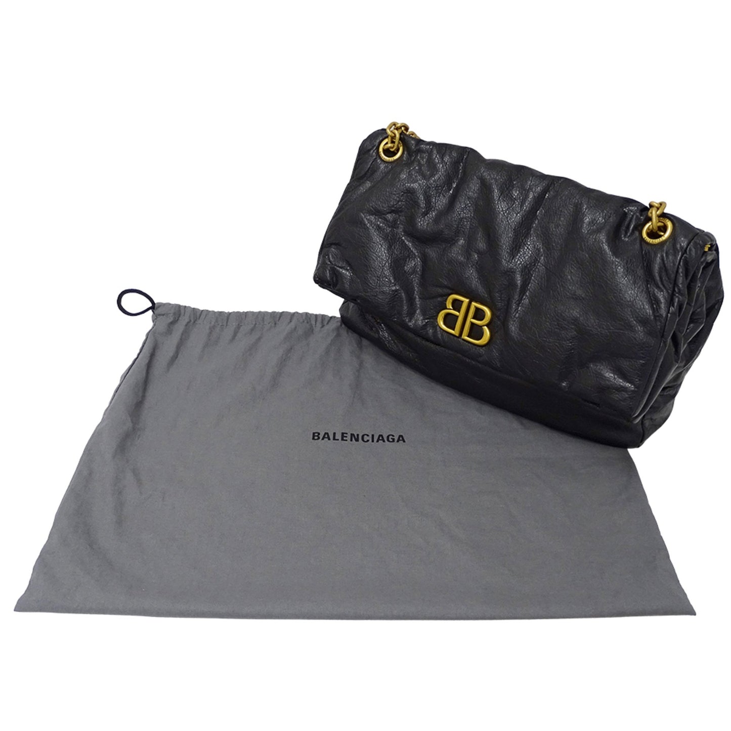 Balenciaga Monaco Medium Shoulder Bag In Black Leather (765945)