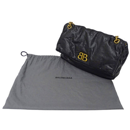 Balenciaga Monaco Medium Shoulder Bag In Black Leather (765945)