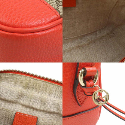Gucci Gg Canvas And Leather Shoulder Bag In Orange Brown