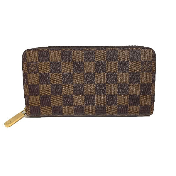 Louis Vuitton Long Wallet Purse N41661 Damier Canvas Brown Zip Around Damier Zippy Wallet