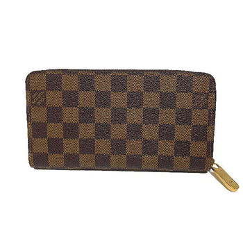 Louis Vuitton Long Wallet Purse N41661 Damier Canvas Brown Zip Around Damier Zippy Wallet
