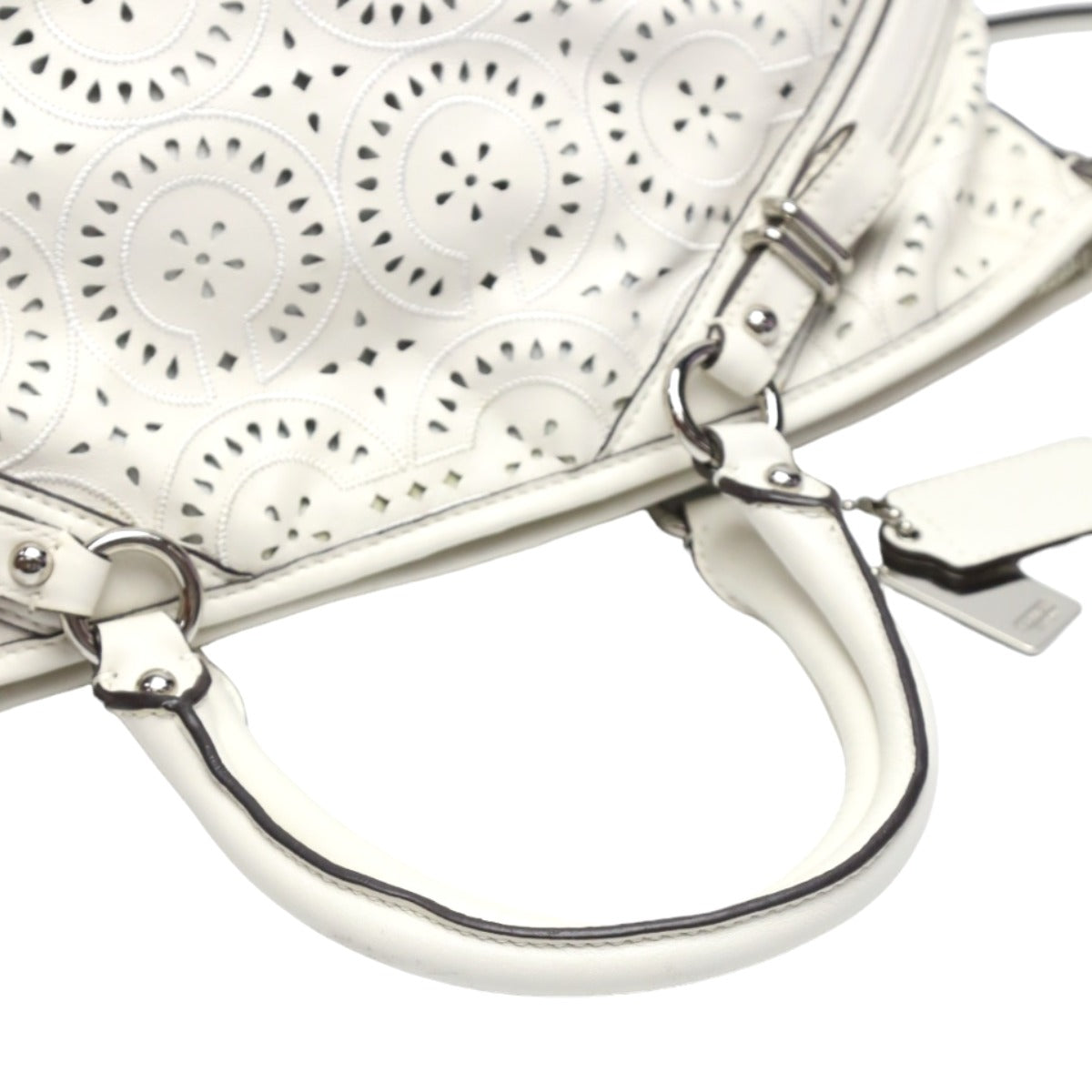 Coach Handbag 16997 Leather White Madison Punching 2Way Leather Cut Op Art Leather Sophia Shirakawa