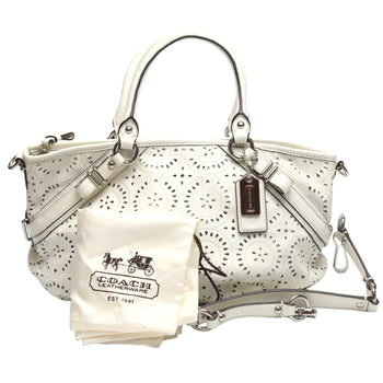 Coach Handbag 16997 Leather White Madison Punching 2Way Leather Cut Op Art Leather Sophia Shirakawa