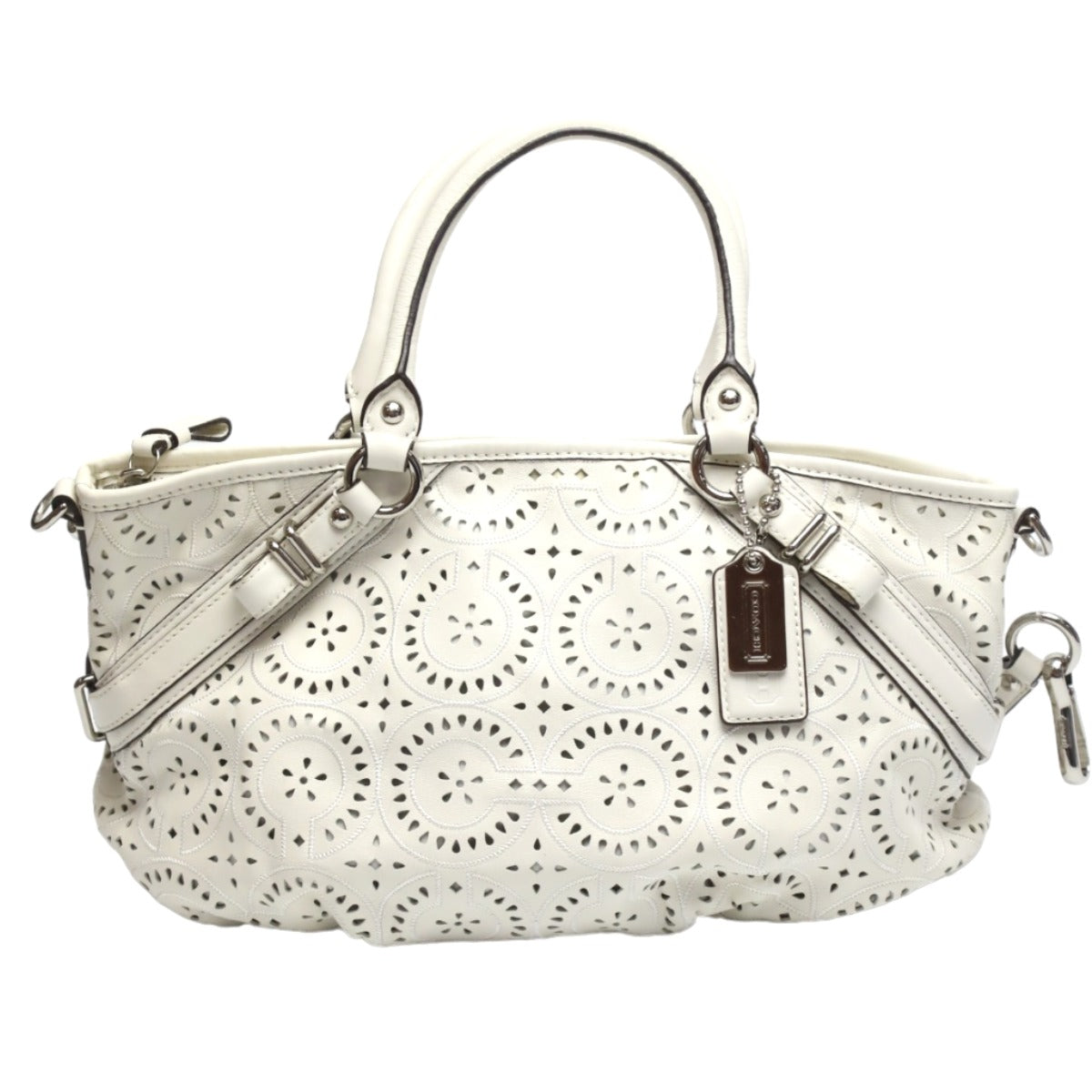 Coach Handbag 16997 Leather White Madison Punching 2Way Leather Cut Op Art Leather Sophia Shirakawa
