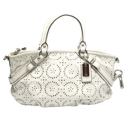 Coach Handbag 16997 Leather White Madison Punching 2Way Leather Cut Op Art Leather Sophia Shirakawa