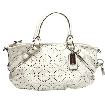 Coach Handbag 16997 Leather White Madison Punching 2Way Leather Cut Op Art Leather Sophia Shirakawa