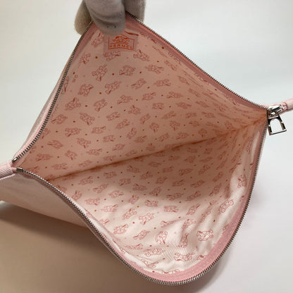 Hermes Pouch Cotton Pink Accessory Case Adada Dot Gm Women
