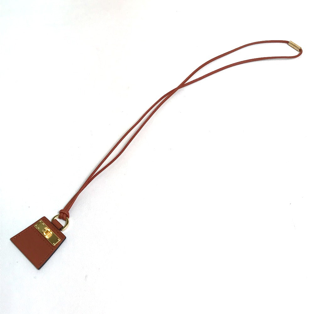 Hermes Necklace Leather Brown Type Mont Petit Kelly Pm Women
