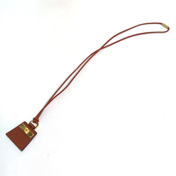 Hermes Necklace Leather Brown Type Mont Petit Kelly Pm Women
