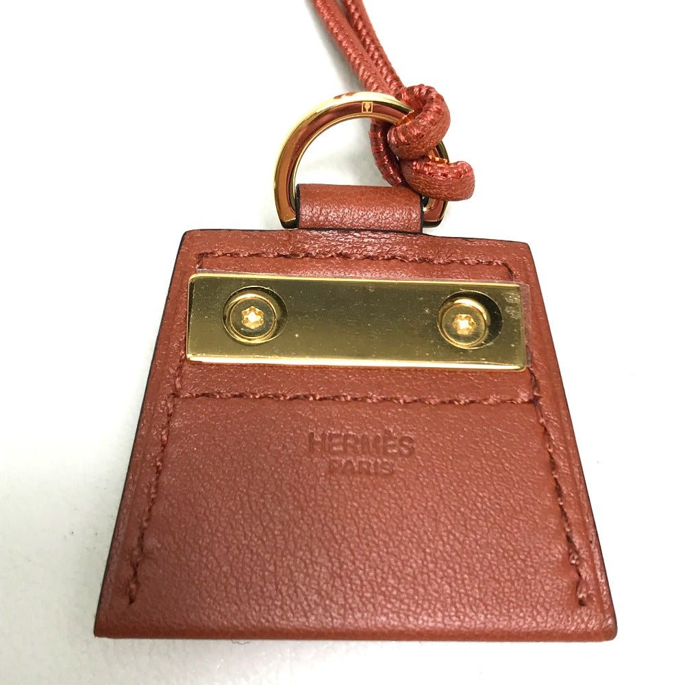 Hermes Necklace Leather Brown Type Mont Petit Kelly Pm Women
