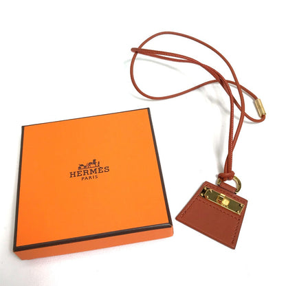 Hermes Necklace Leather Brown Type Mont Petit Kelly Pm Women