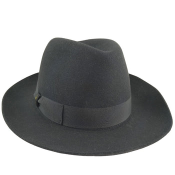 Borsalino Hat Wool Black With Pin Brooch(Unisex) Cm57