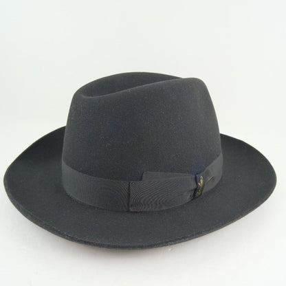 Borsalino Hat Wool Black With Pin Brooch(Unisex) Cm57