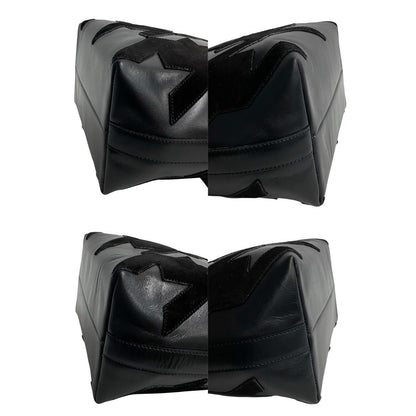 Celine Shoulder Bag Calfskin Black Arc De Triomphe Motif Circle Metal Women