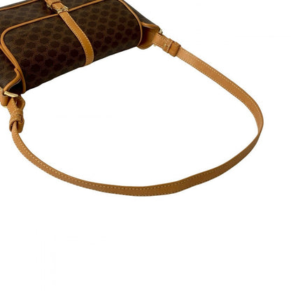 Celine Shoulder Bag Leather, Pvc Brown Macadam Blason Triomphe Pattern Women