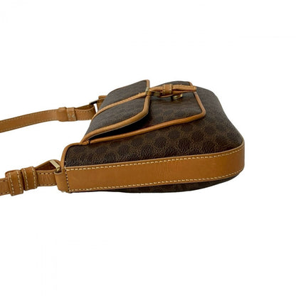 Celine Shoulder Bag Leather, Pvc Brown Macadam Blason Triomphe Pattern Women