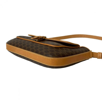 Celine Shoulder Bag Leather, Pvc Brown Macadam Blason Triomphe Pattern Women