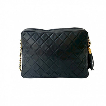 Chanel Shoulder Bag Lambskin Navy Matrasse
