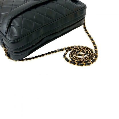 Chanel Shoulder Bag Lambskin Navy Matrasse