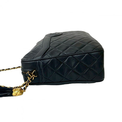 Chanel Shoulder Bag Lambskin Navy Matrasse