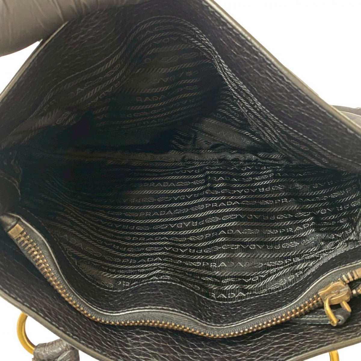 Prada Handbag Leather, Nylon Black Triangular Logo Women