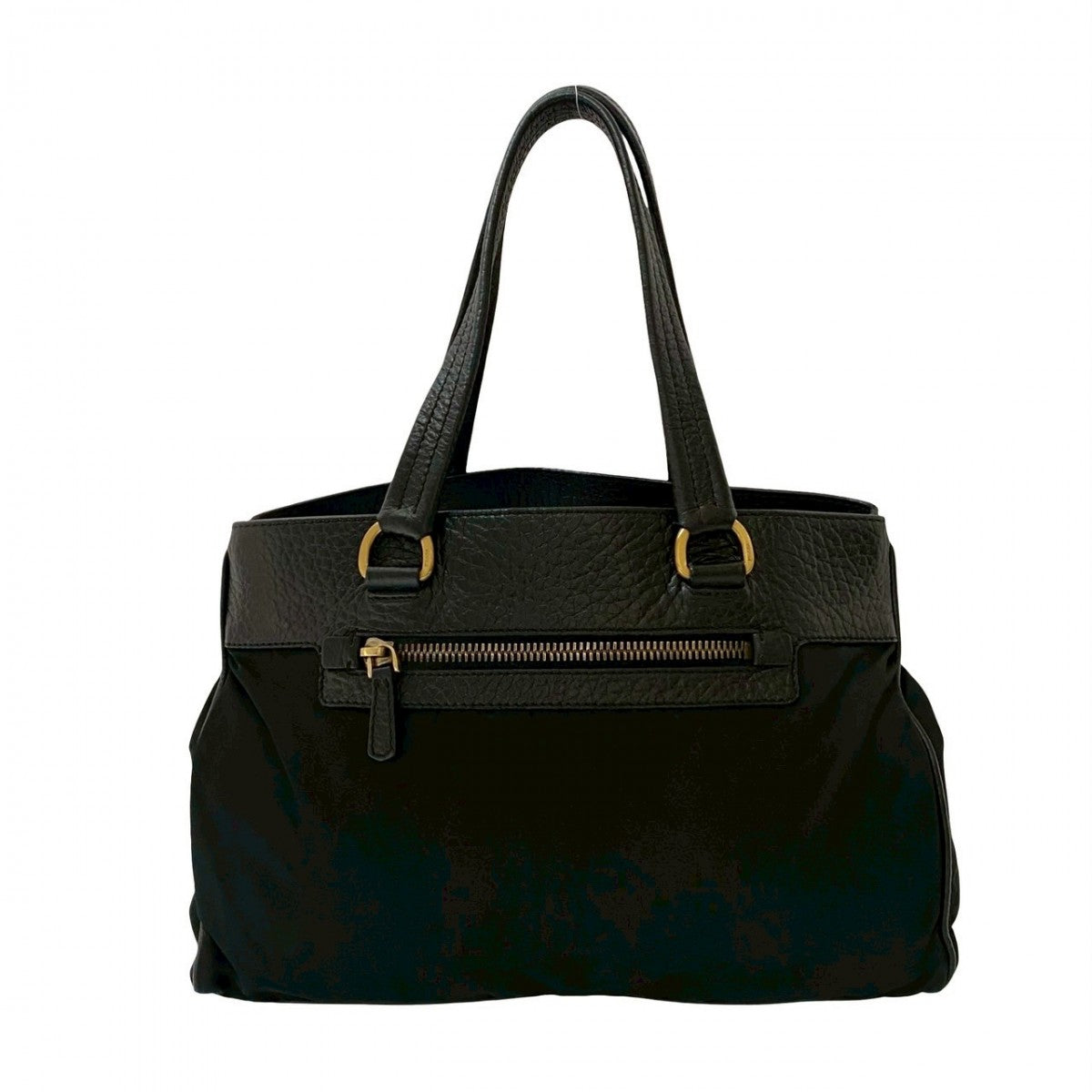 Prada Handbag Leather, Nylon Black Triangular Logo Women