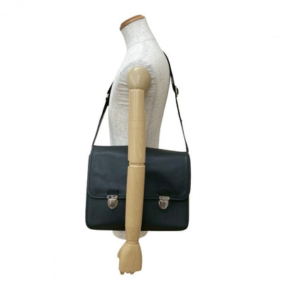 Louis Vuitton Shoulder Bag Leather Black Taiga Alexei